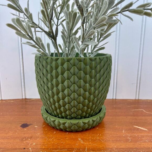 The Dragonscale 3D Printed Planter Pot 01, Indoor Flower Pot, Houseplant - Picture 1 of 10